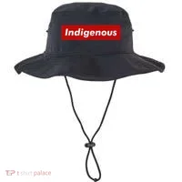 Native Indigenous Red Block Background With White Letters Bucket Hat thumb 0