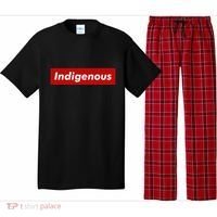 Native Indigenous Red Block Background With White Letters Pajama Set thumb 0