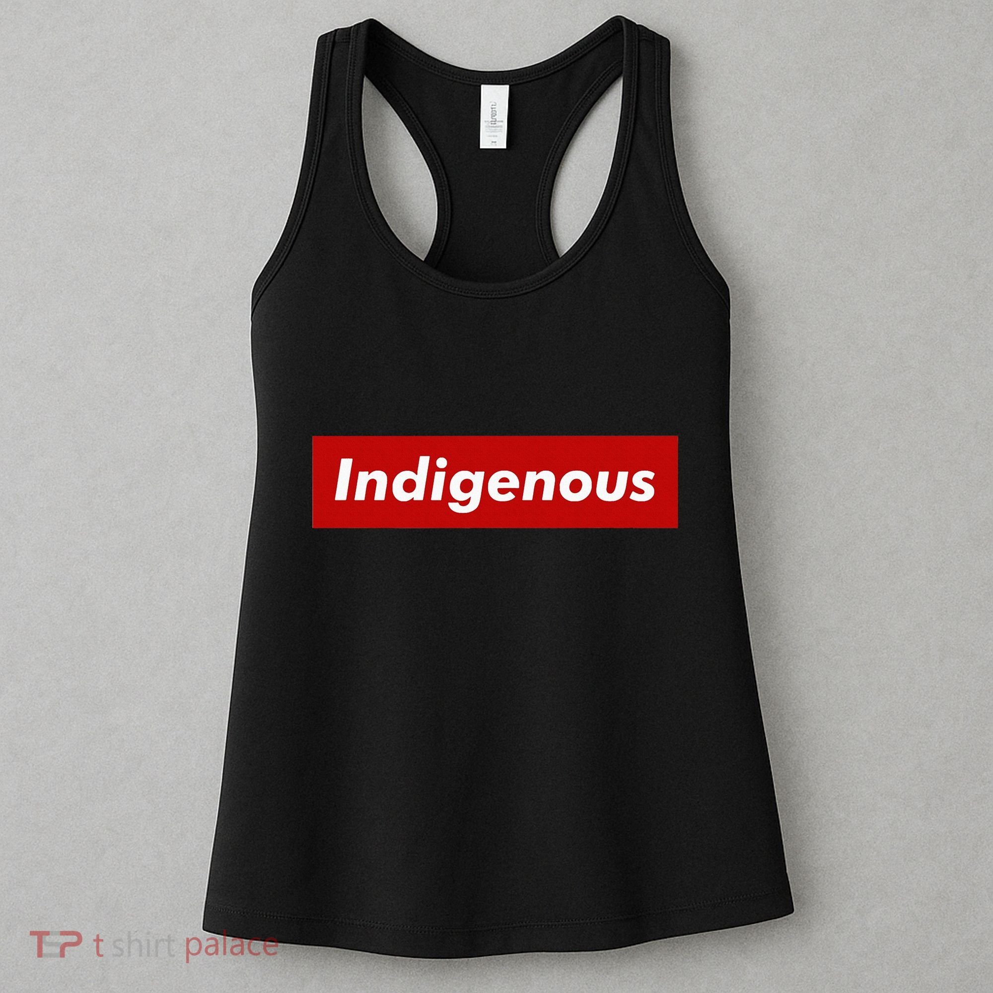 Native Indigenous Red Block Background With White Letters Women's Tank Top