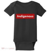 Native Indigenous Red Block Background With White Letters Baby Bodysuit thumb 0