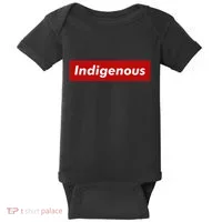 Native Indigenous Red Block Background With White Letters Baby Bodysuit thumb 0