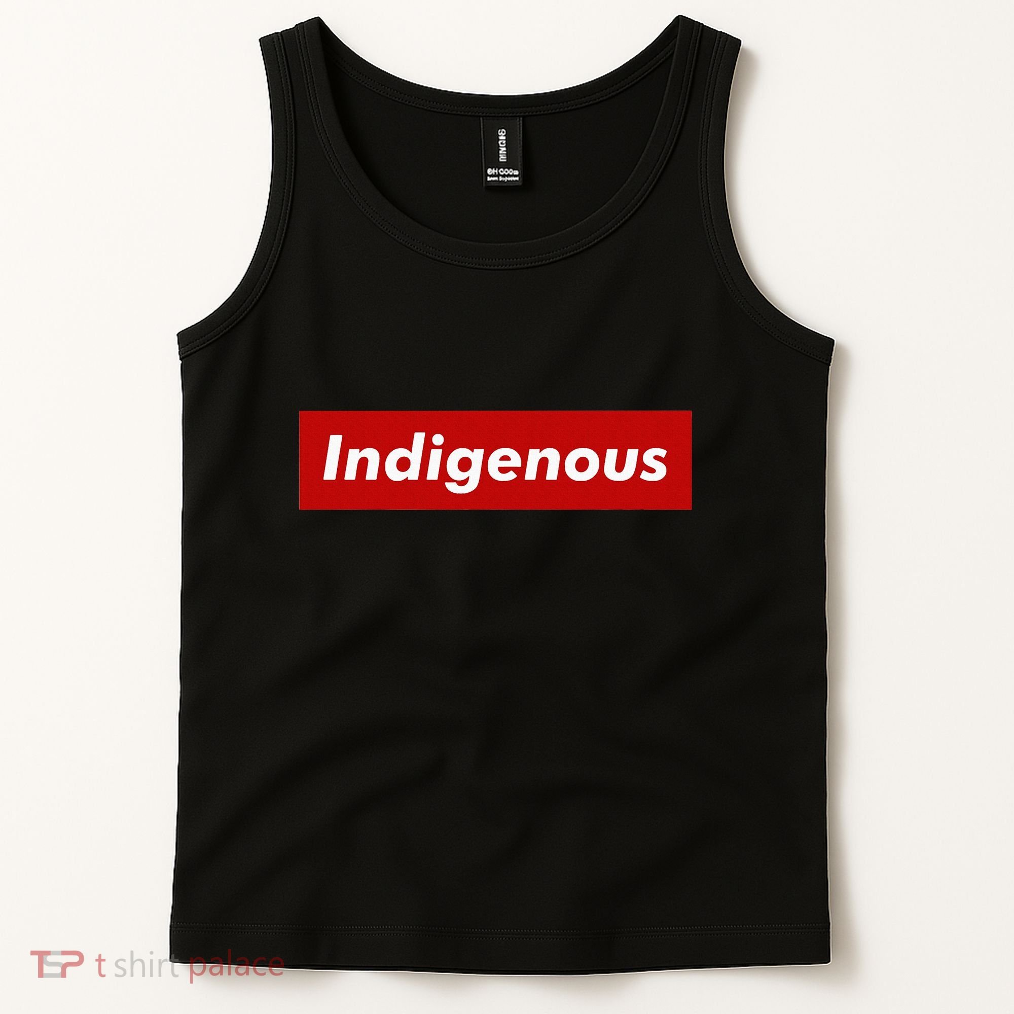 Native Indigenous Red Block Background With White Letters Tank Top