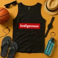 Native Indigenous Red Block Background With White Letters Tank Top thumb 4