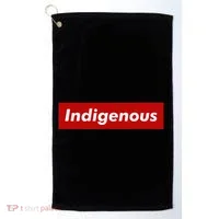 Native Indigenous Red Block Background With White Letters Golf Towel thumb 0