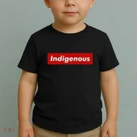 Native Indigenous Red Block Background With White Letters Toddler T-Shirt thumb 2