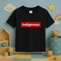Native Indigenous Red Block Background With White Letters Toddler T-Shirt thumb 3