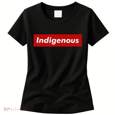 Native Indigenous Red Block Background With White Letters Women's T-Shirt