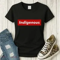 Native Indigenous Red Block Background With White Letters Women's T-Shirt thumb 3