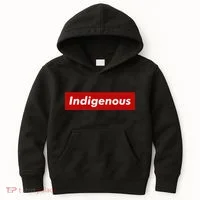 Native Indigenous Red Block Background With White Letters Kids Hoodie thumb 0
