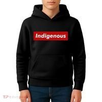 Native Indigenous Red Block Background With White Letters Kids Hoodie thumb 4