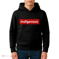 Native Indigenous Red Block Background With White Letters Kids Hoodie thumb 4