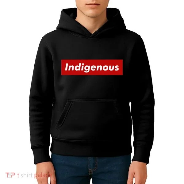 Native Indigenous Red Block Background With White Letters Kids Hoodie