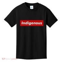 Native Indigenous Red Block Background With White Letters Kids T-Shirt thumb 0