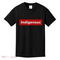Native Indigenous Red Block Background With White Letters Kids T-Shirt thumb 0