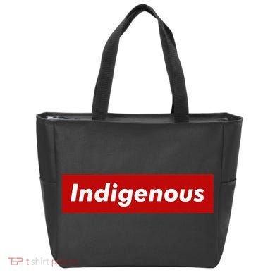 Native Indigenous Red Block Background With White Letters Tote Bag