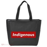 Native Indigenous Red Block Background With White Letters Tote Bag thumb 0
