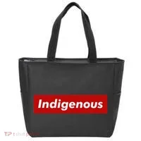 Native Indigenous Red Block Background With White Letters Tote Bag thumb 0