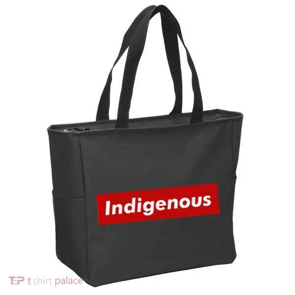 Native Indigenous Red Block Background With White Letters Tote Bag