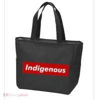 Native Indigenous Red Block Background With White Letters Tote Bag thumb 3