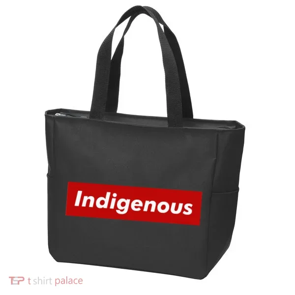 Native Indigenous Red Block Background With White Letters Tote Bag