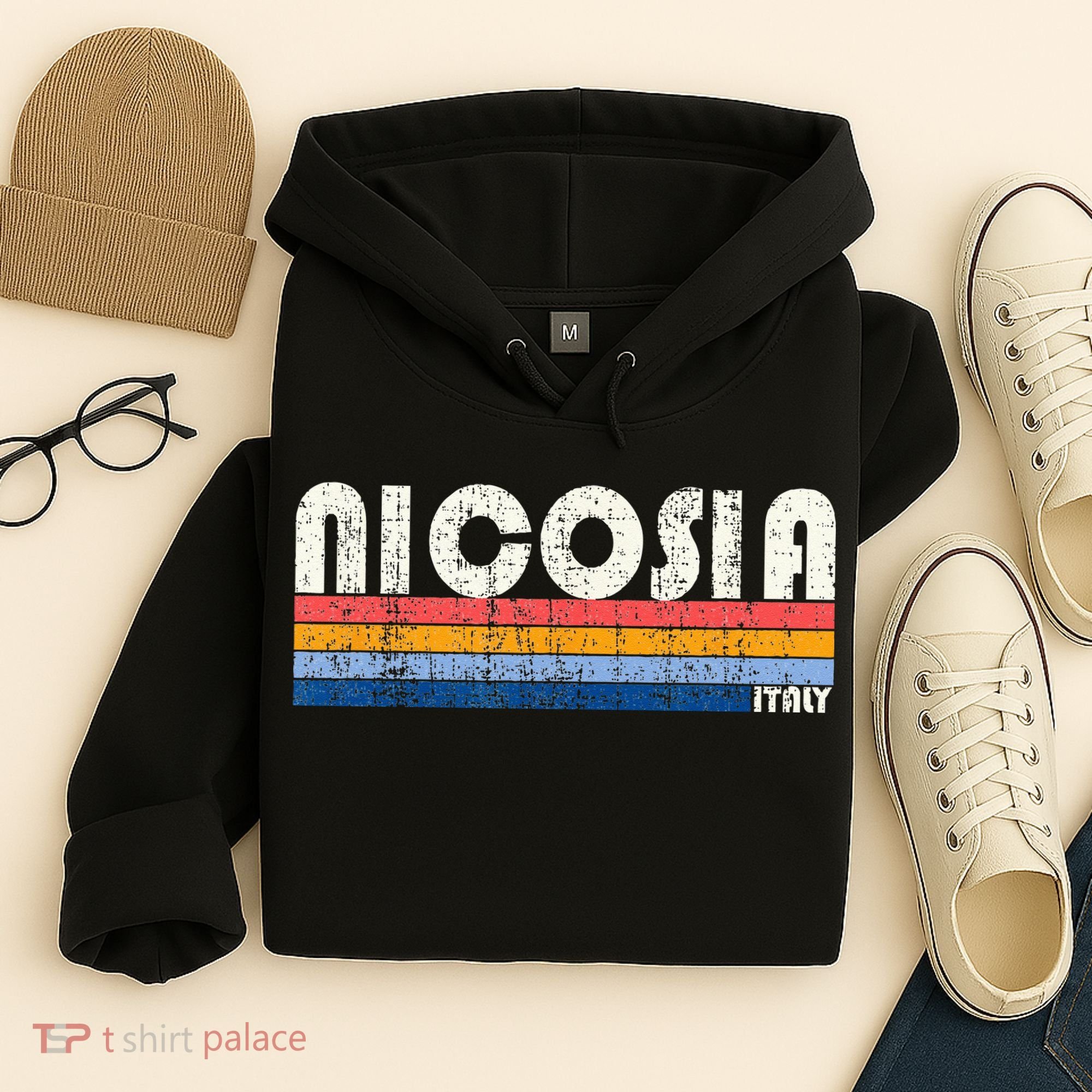 Nicosia Italy Retro 70s 80s Style Hoodie