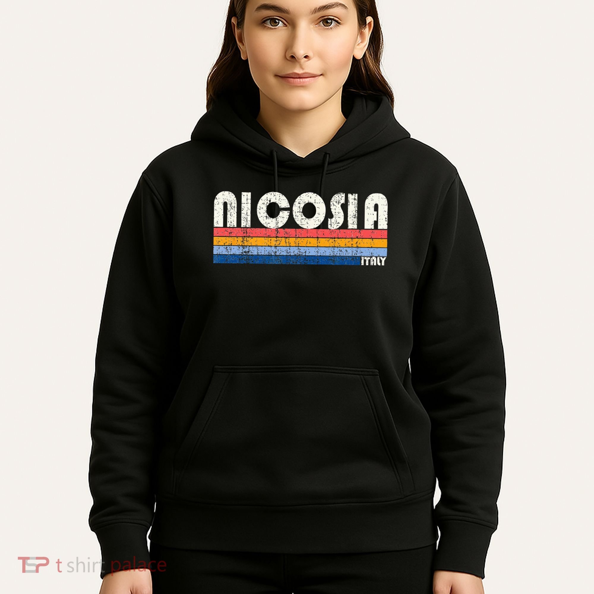 Nicosia Italy Retro 70s 80s Style Hoodie