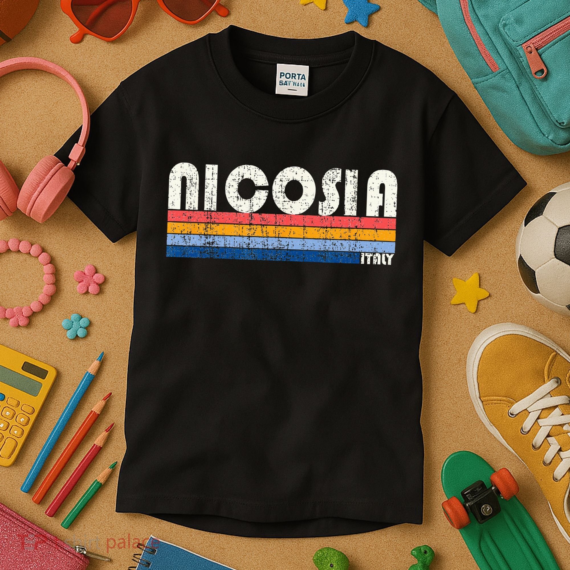 Nicosia Italy Retro 70s 80s Style Kids T-Shirt