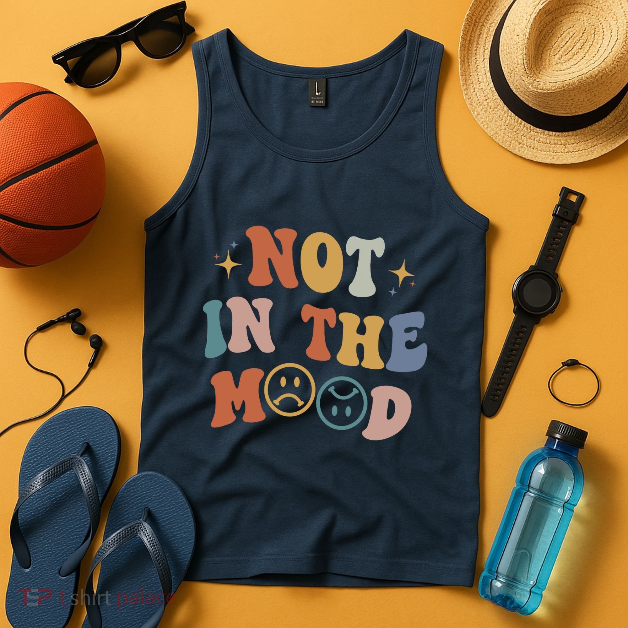 Not In The Mood With Words On Back Aesthetic Trendy Costume Tank Top