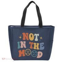Not In The Mood With Words On Back Aesthetic Trendy Costume Tote Bag thumb 0