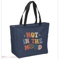 Not In The Mood With Words On Back Aesthetic Trendy Costume Tote Bag thumb 2