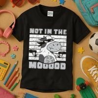 Not In The Mooood Cow Cows Farm Animals Lover Kids T-Shirt thumb 3