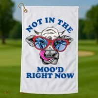 Not In The Mood Right Now Funny Cow Golf Towel thumb 1