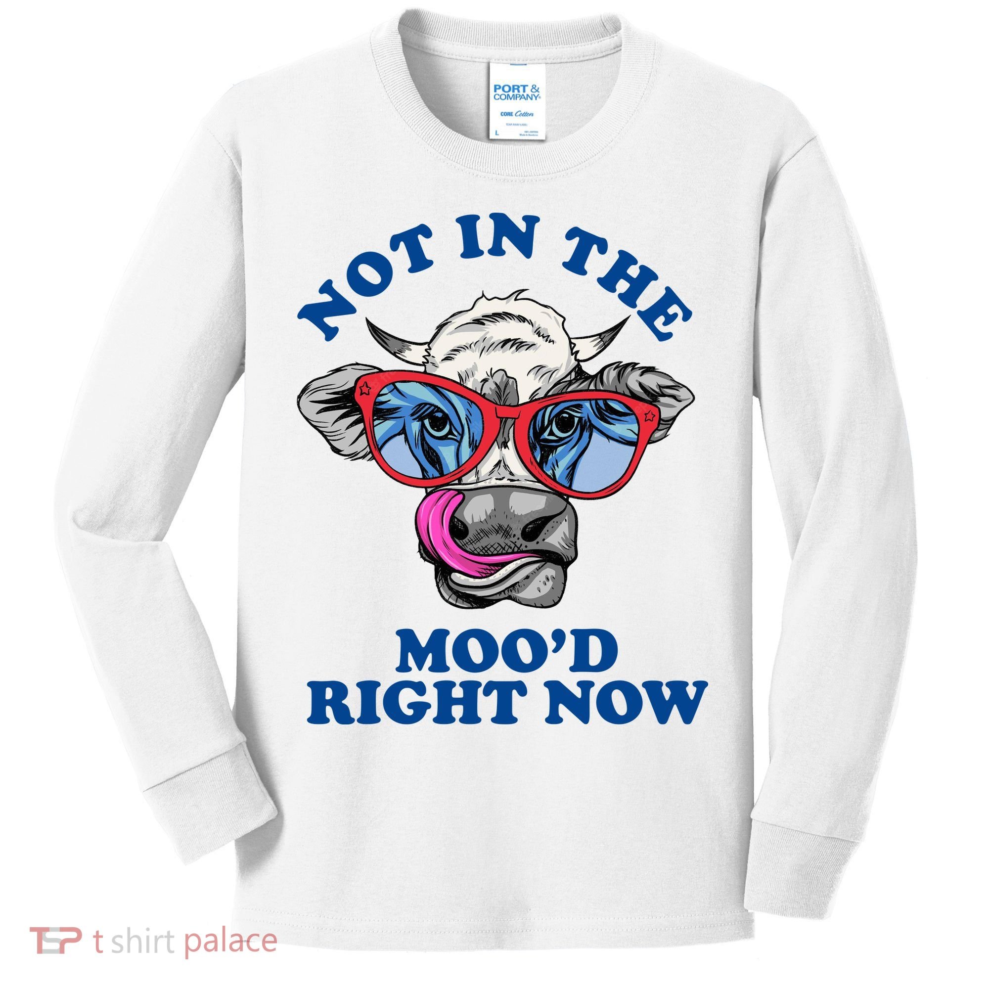 Not In The Mood Right Now Funny Cow Kids Long Sleeve Shirt