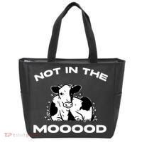 Not In The Mood Funny Cow Moo Meme Mooood Tote Bag thumb 0