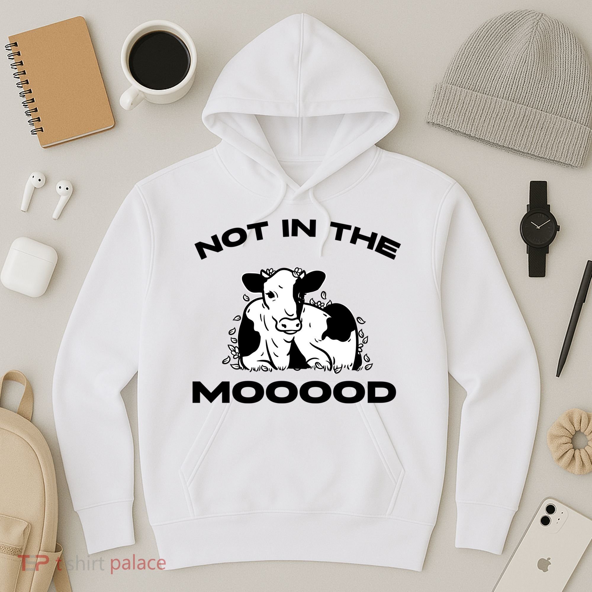 Not In The Mood Funny Cow Moo Meme Mooood Hoodie