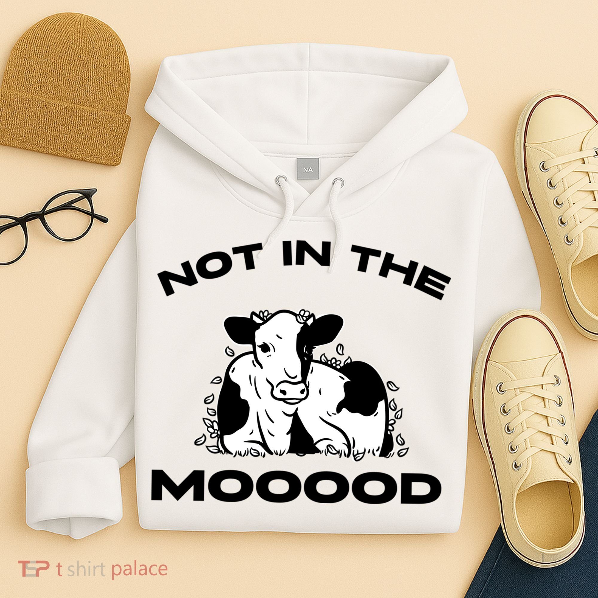 Not In The Mood Funny Cow Moo Meme Mooood Hoodie