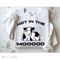 Not In The Mood Funny Cow Moo Meme Mooood Sweatshirt thumb 2