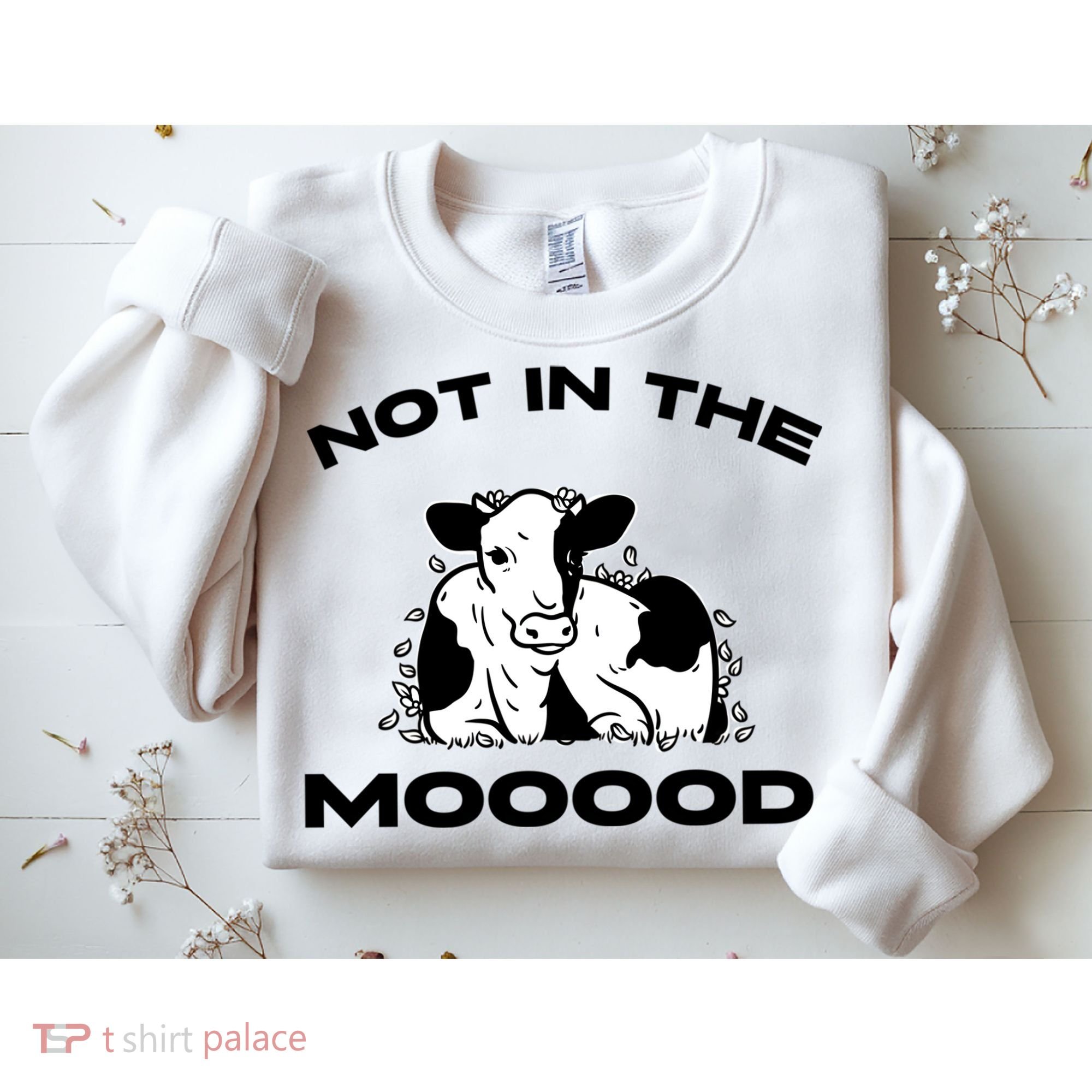 Not In The Mood Funny Cow Moo Meme Mooood Sweatshirt
