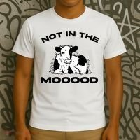 Not In The Mood Funny Cow Moo Meme Mooood T-Shirt thumb 3