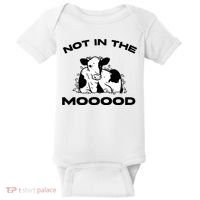 Not In The Mood Funny Cow Moo Meme Mooood Baby Bodysuit thumb 0