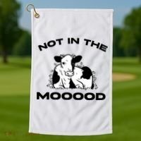 Not In The Mood Funny Cow Moo Meme Mooood Golf Towel thumb 1