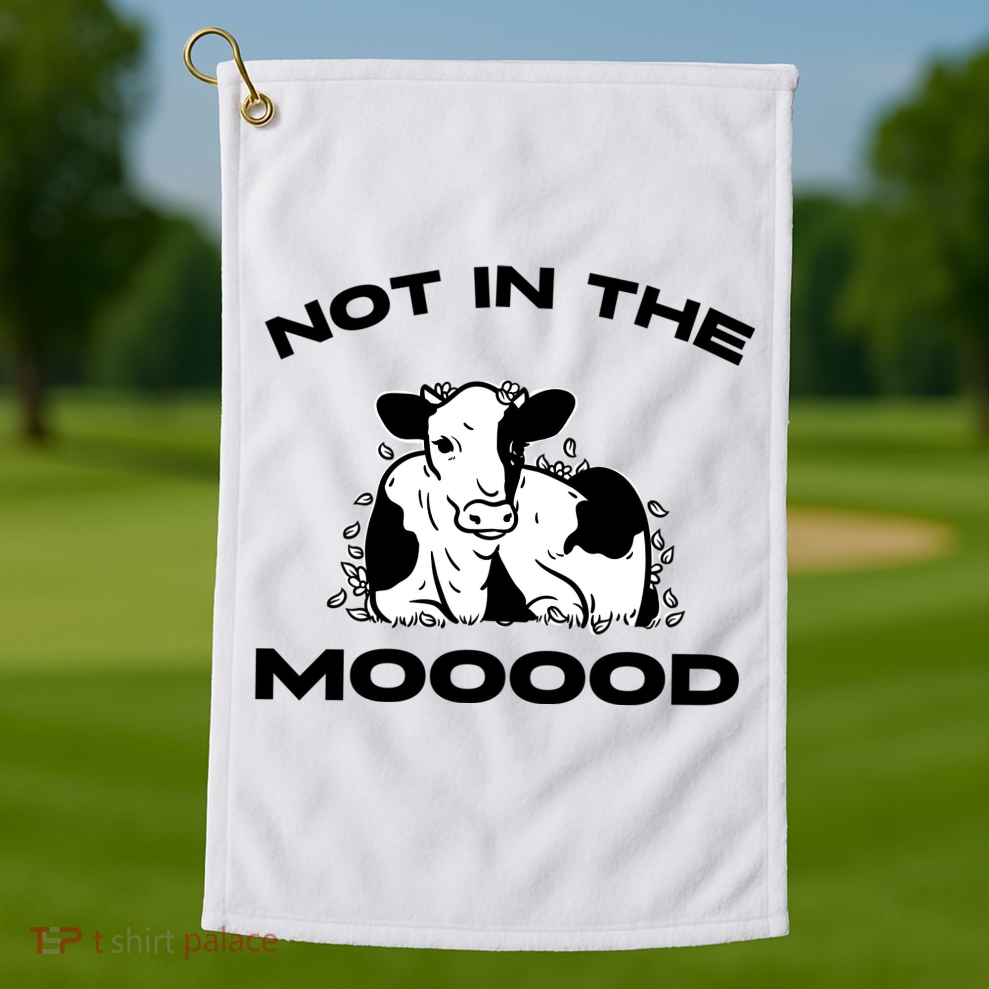 Not In The Mood Funny Cow Moo Meme Mooood Golf Towel