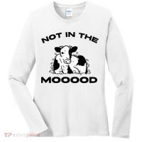 Not In The Mood Funny Cow Moo Meme Mooood Women's Long Sleeve Shirt thumb 0