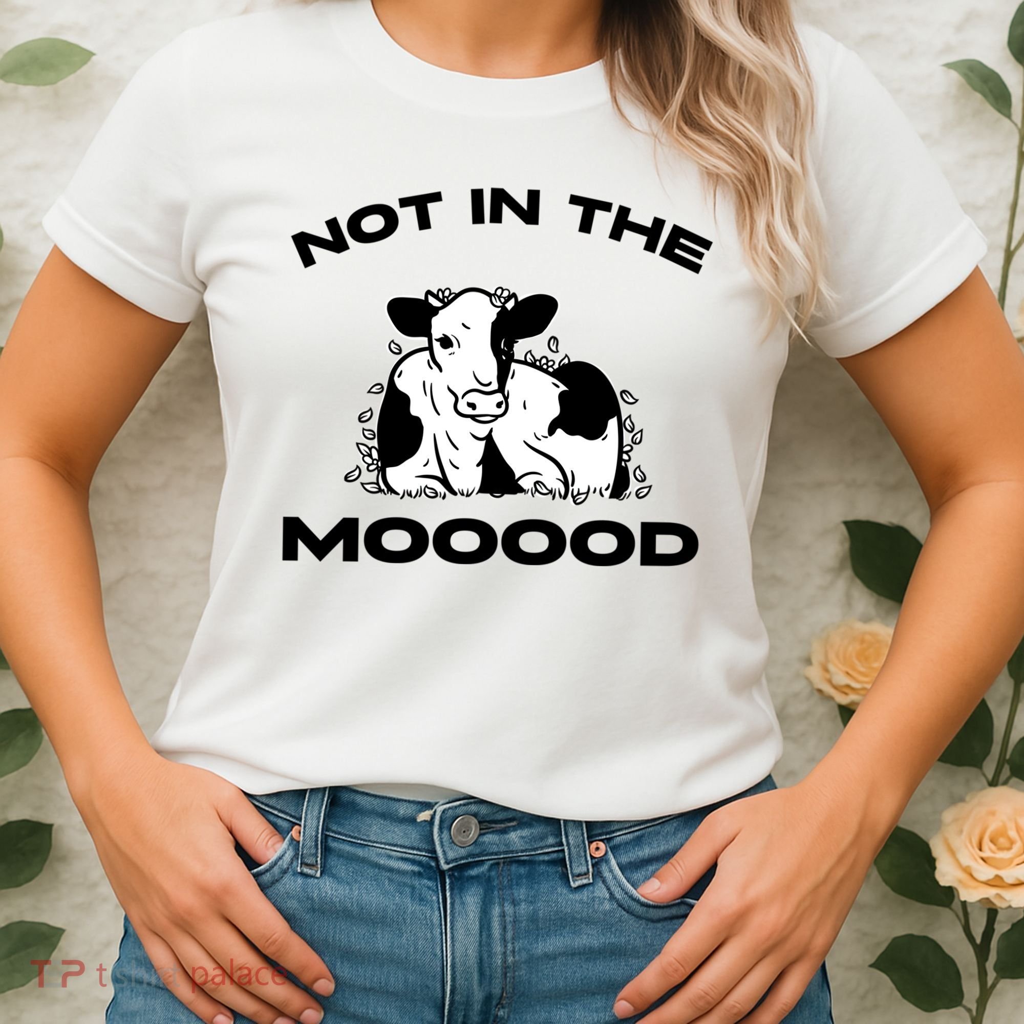 Not In The Mood Funny Cow Moo Meme Mooood Women's T-Shirt