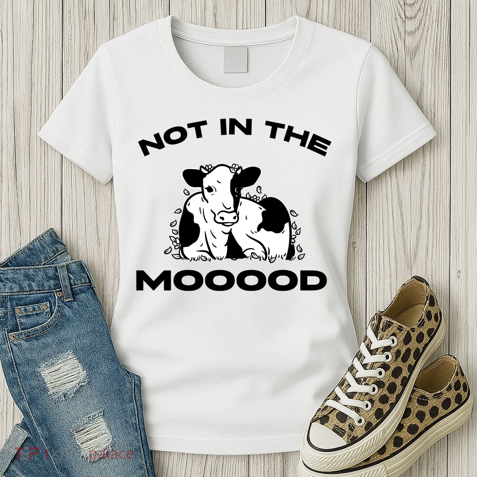 Not In The Mood Funny Cow Moo Meme Mooood Women's T-Shirt