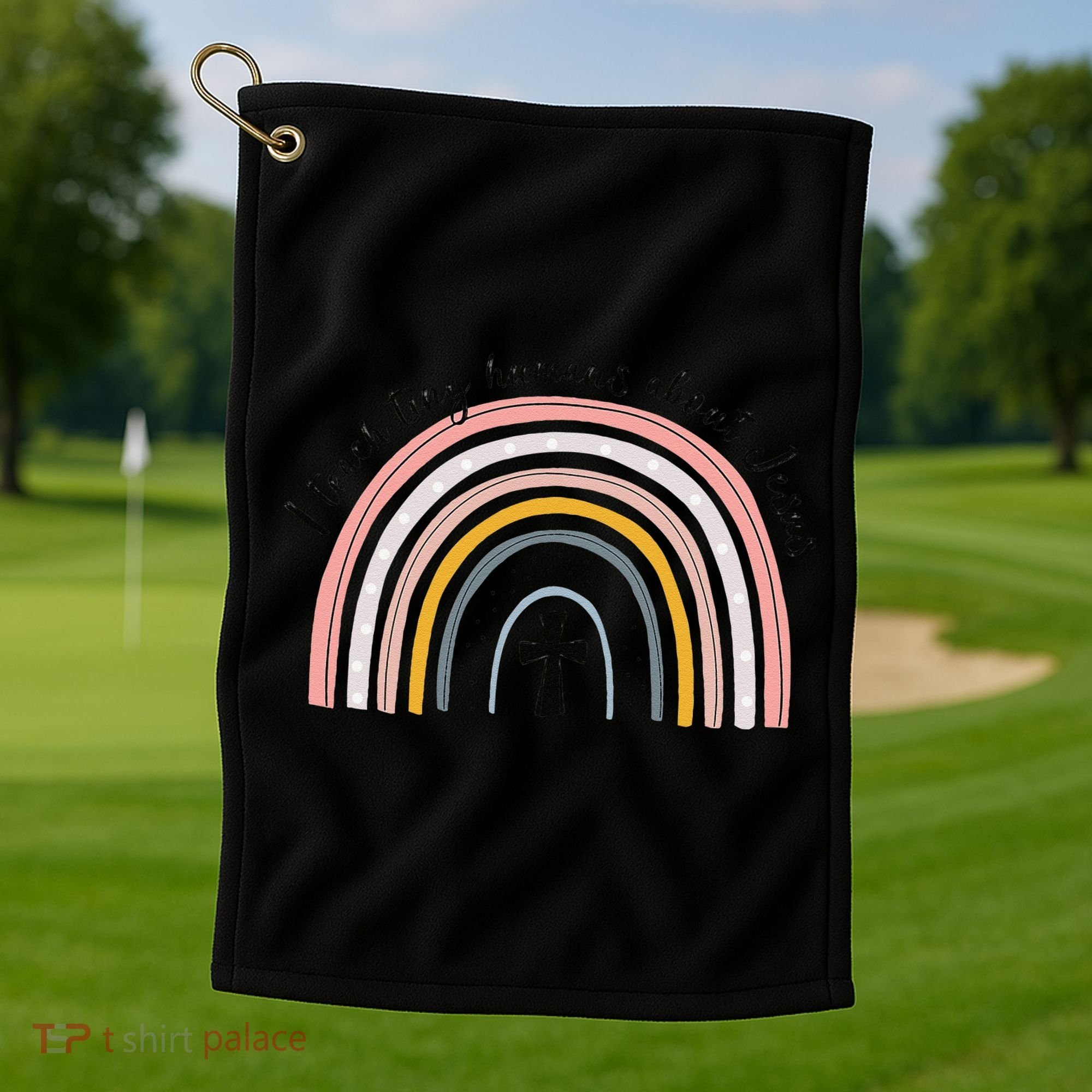 NG0M I Teach Tiny Humans About Jesus Teacher Appreciation Golf Towel