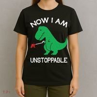 Now I'm Unstoppable - Funny T-Rex Dinosaur T-Shirt thumb 4