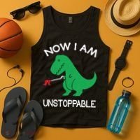 Now I'm Unstoppable - Funny T-Rex Dinosaur Tank Top thumb 4