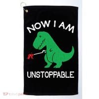 Now I'm Unstoppable - Funny T-Rex Dinosaur Golf Towel thumb 0