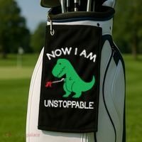 Now I'm Unstoppable - Funny T-Rex Dinosaur Golf Towel thumb 2